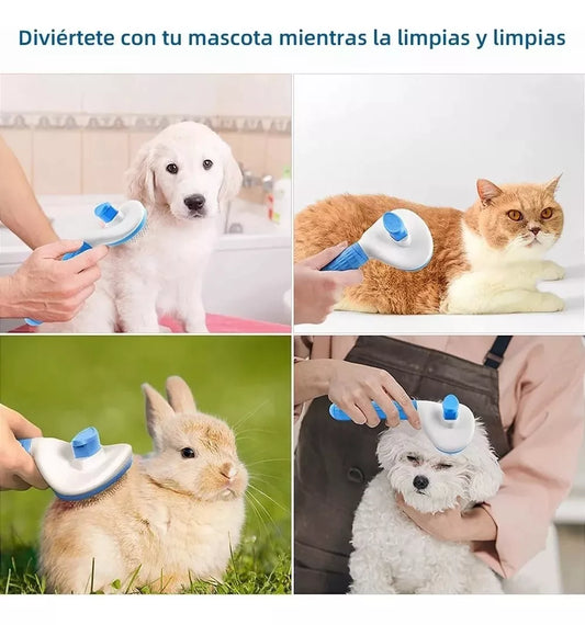 Cepillo  para mascotas con removedor de pelo y boton