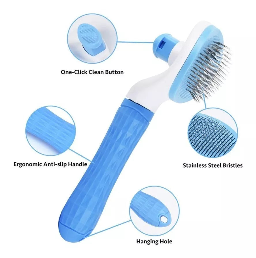 Cepillo  para mascotas con removedor de pelo y boton